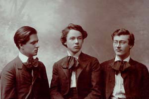 Václav Talich (vlevo) se spolužáky z konzervatoře