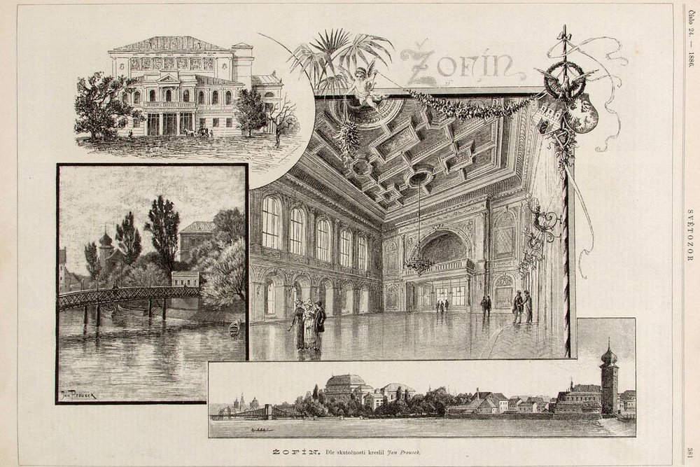 Žofín na dobové ilustraci v časopise Světozor (1886)