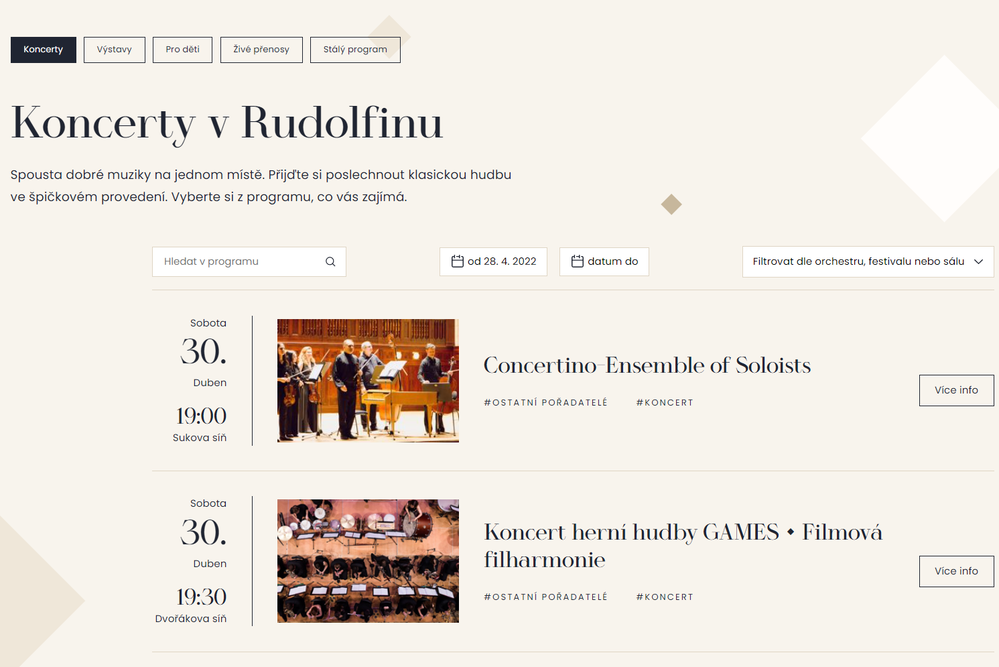 Nový web Rudolfinum.cz - Program