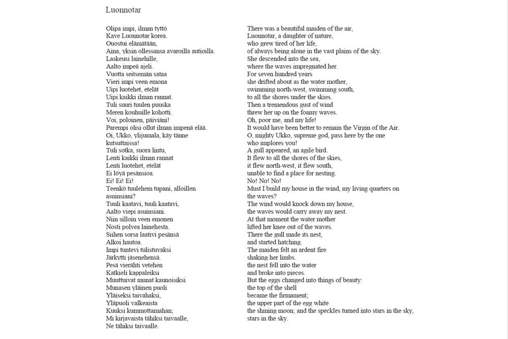Luonnotar text