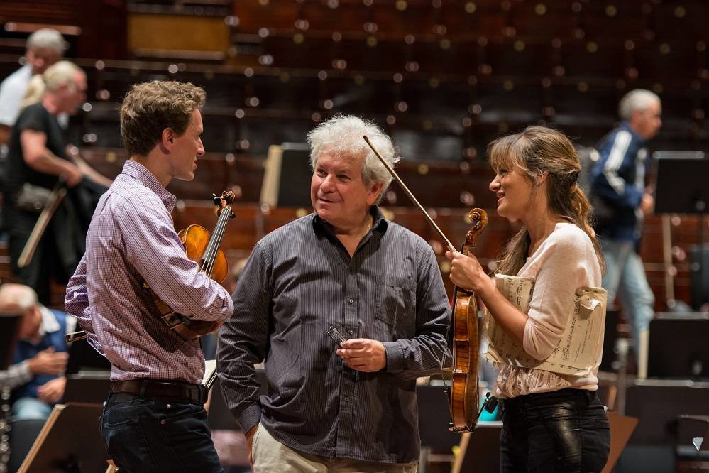 Jiří Bělohlávek, Josef Špaček a&nbsp;Nicola Benedetti v Edinburghu v&nbsp;roce 2014