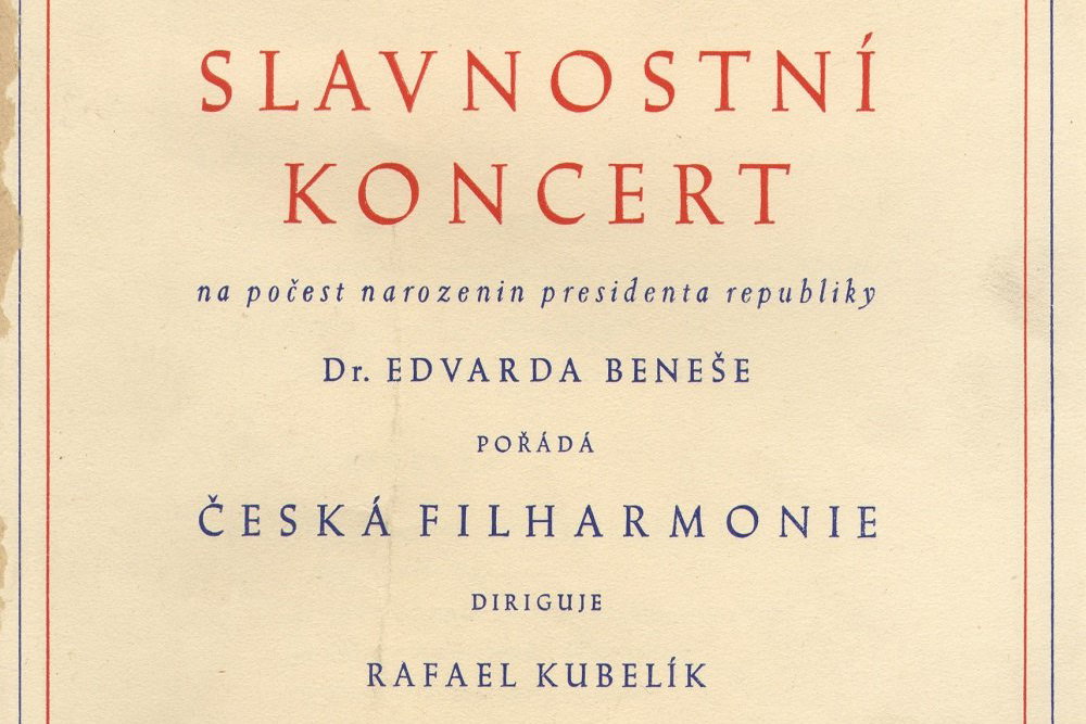 Program slavnostního koncertu k narozeninám Edvarda Beneše