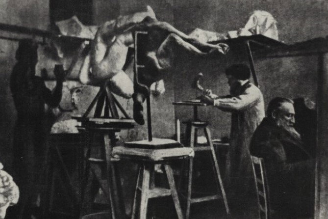 Josef Mařatka a Auguste Rodin v ateliéru