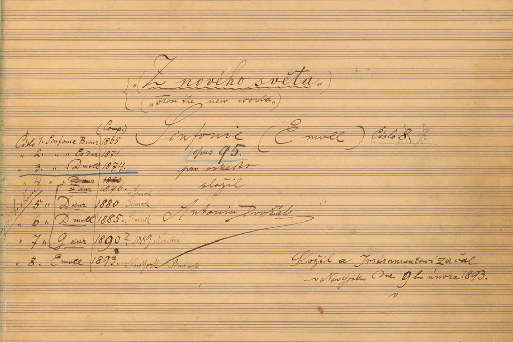 The New World Symphony: the title page of&nbsp;the score