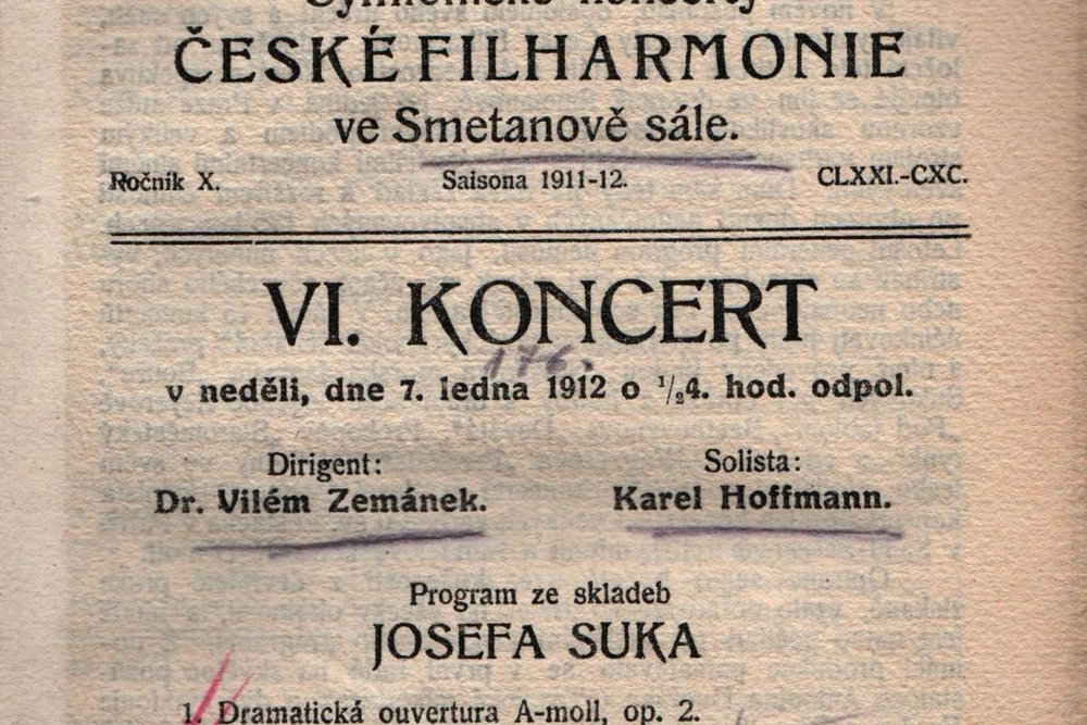 Program abonentního koncertu České filharmonie, 1912