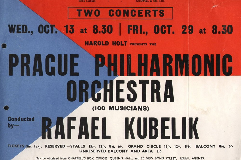 Plakát z britského turné Rafaela Kubelíka s Českou filharmonií v těžkých časech po „Mnichovu“ 1938