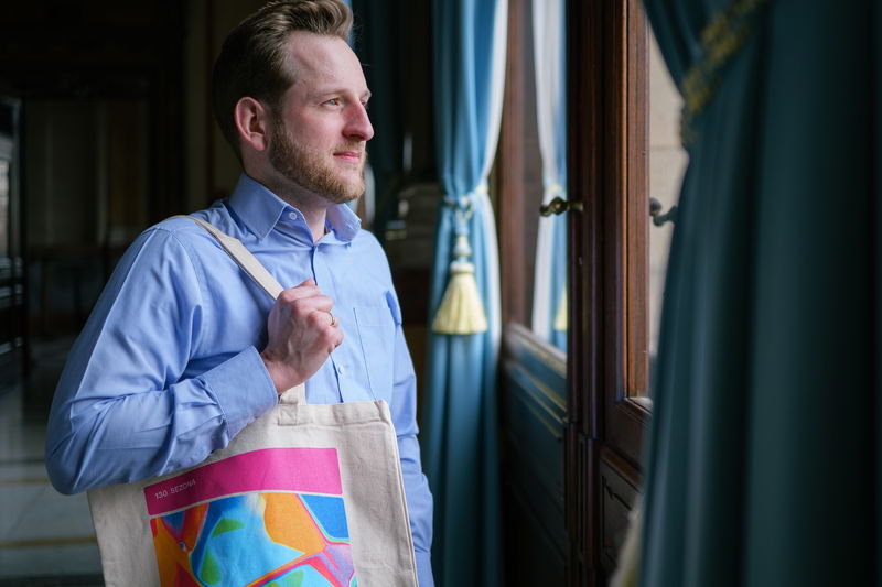 Plátěná taška v designu 130. sezony České filharmonie - světlá varianta