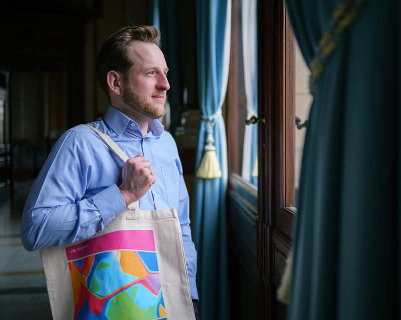 Plátěná taška v designu 130. sezony České filharmonie - světlá varianta