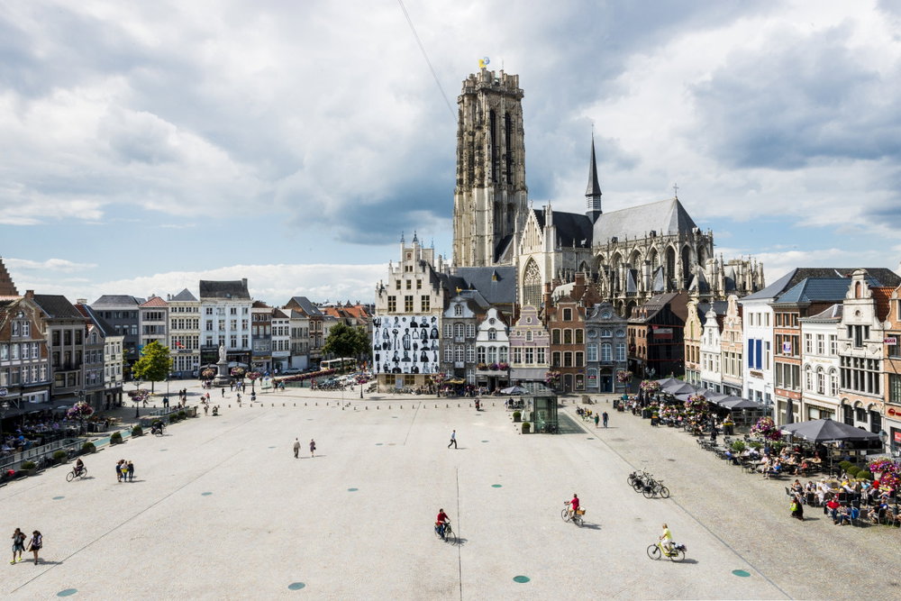 Město Mechelen v Belgii