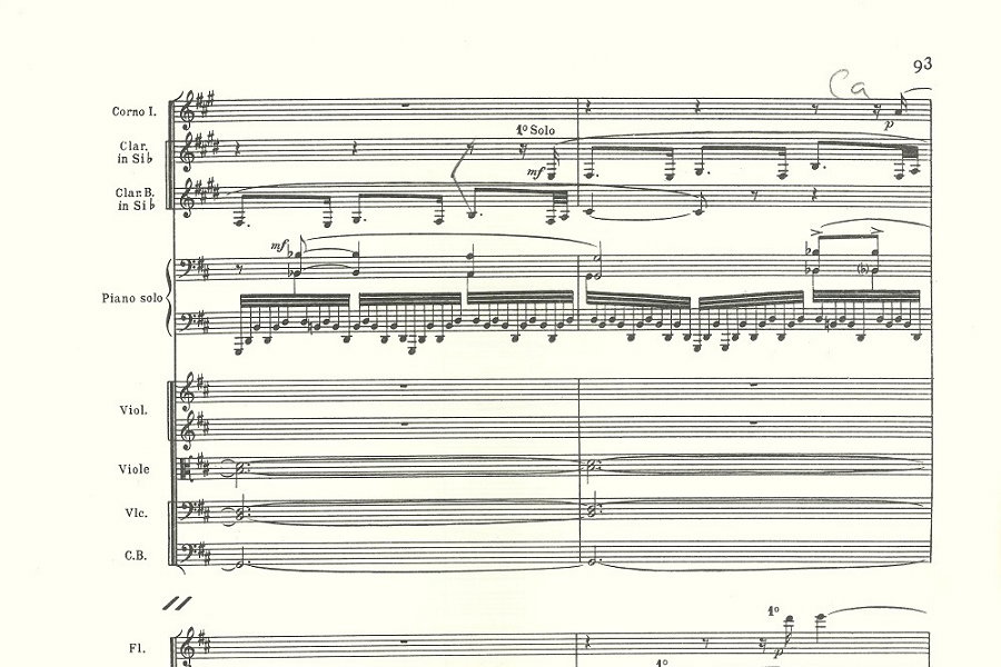 Partitura Klavírního koncertu pro levou ruku Maurice Ravela