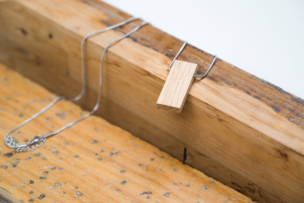 Necklace with wooden pendant