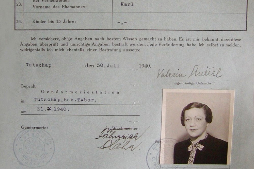 Valy Ančerlová – Dokument z policejního registru židů