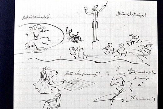 Kresba z ruky Bohuslava Martinů