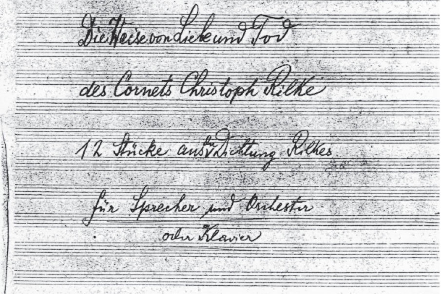 Partitura melodramu Píseň o lásce a smrti korneta Kryštofa Rilka