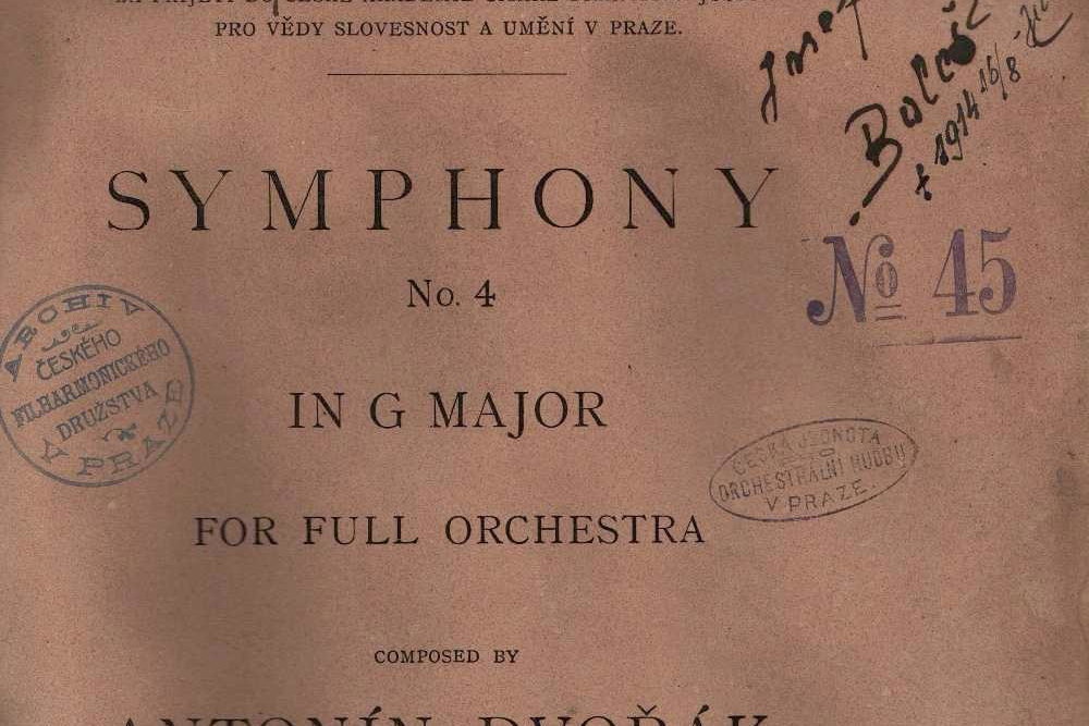 Partitura Dvořákovy Symfonie č. 8 s podpisem autora