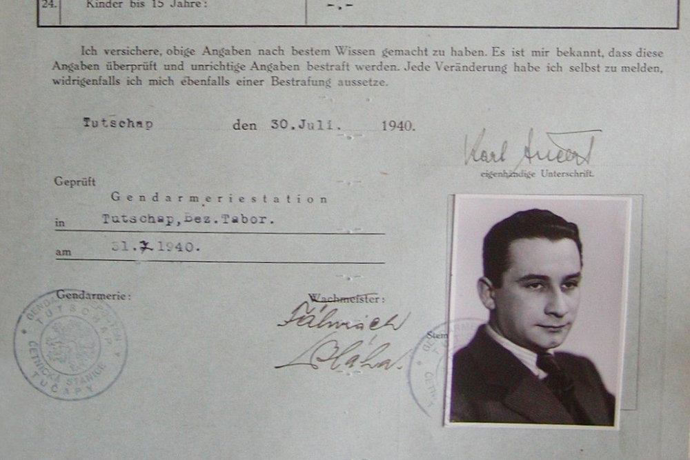 Karel Ančerl – Dokument z policejního registru židů