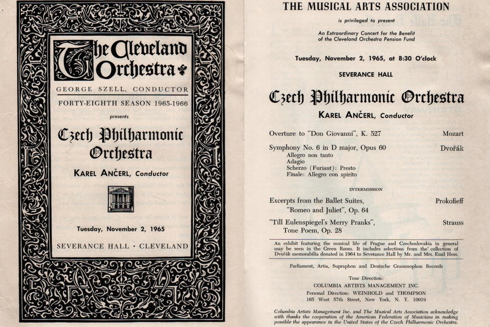 Program koncertu v Clevelandu 2. listopadu 1965