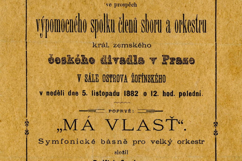 Program prvního souborného provedení celého cyklu, které se uskutečnilo 5. listopadu 1882 v Praze na Žofíně