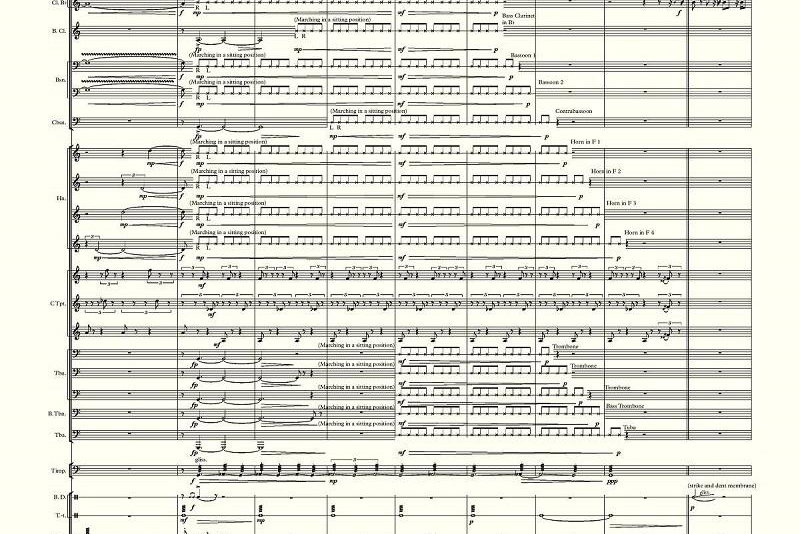 Partitura vítězné skladby Kuře melancholik