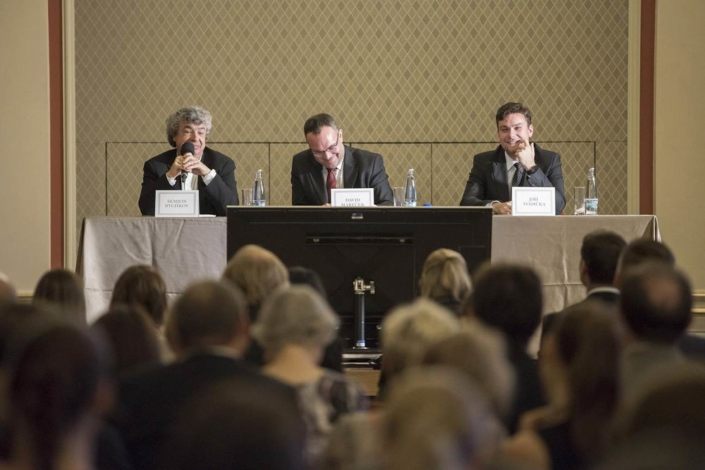 Tisková konference: Semjon Byčkov, David Mareček a Jiří Vodička, koncertní mistr České filharmonie