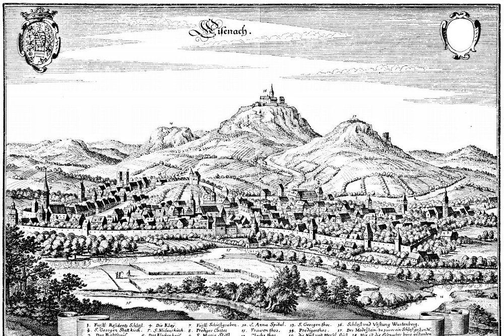 Dobový pohled na Eisenach, kde se Bach na první jarní den roku 1685 narodil