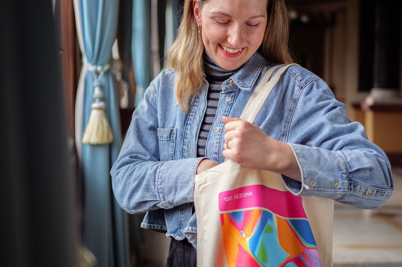 Plátěná taška v designu 130. sezony České filharmonie - světlá varianta