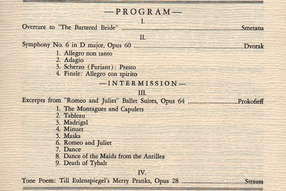 The programme of the orchestra's first ever US concert in&nbsp;Brooklyn, 9&nbsp;October 1965