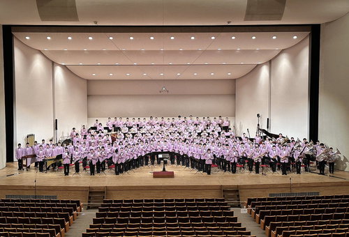 Photo illustrating a concert - event Japonese orchestra and Czech choirs EIMEI WIND ORCHESTRA