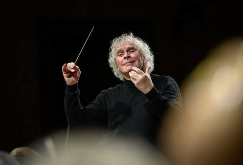Photo illustrating a concert - event Simon Rattle Czech Philharmonic
