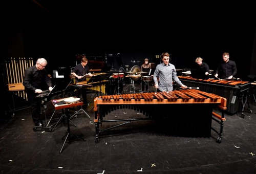 Photo illustrating a concert - event Academy of Performing Arts Percussion Ensemble Czech Chamber Music Society