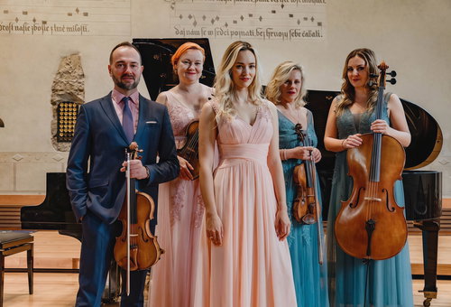 Photo illustrating a concert - event Piano Recital with String Quintet The Music of 