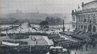 Položení základního kamene pomníku W. A. Mozarta před Rudolfinem 5. prosince 1941