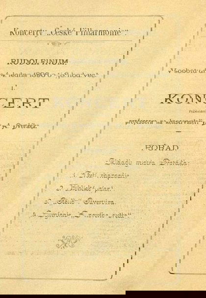 Program prvního koncertu České filharmonie 4. ledna 1896