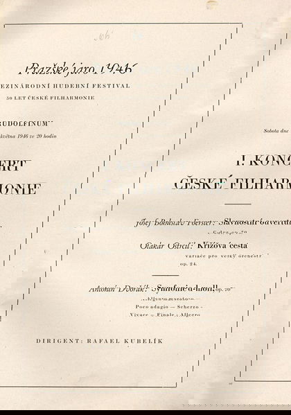 Program 1. koncertu České filharmonie na 1. ročníku Pražského jara v roce 1946